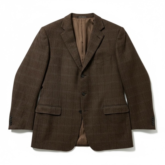Vintage Ermenegildo Zegna Wool Blazer 46L Brown 3 Button Double Vent